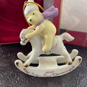 Lenox Pooh Bear Baby's First Christmas Rocking Horse Ornament